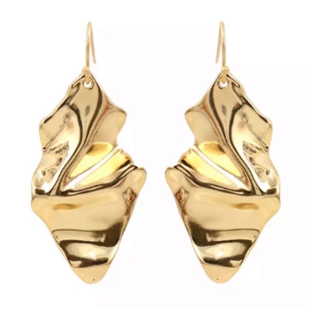 ALEXIS BITTAR Gold Crumpled Wire Drop Earrings - Picture 3 of 13